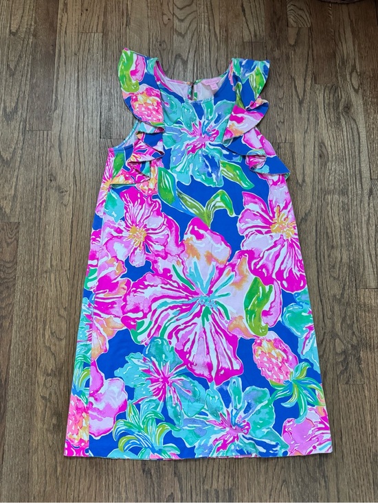 Lilly Pulitzer Dresses & Skirts - Women’s Lilly Pulitzer Esmeralda Bright Floral Ruffle Dress - Blue & Pink